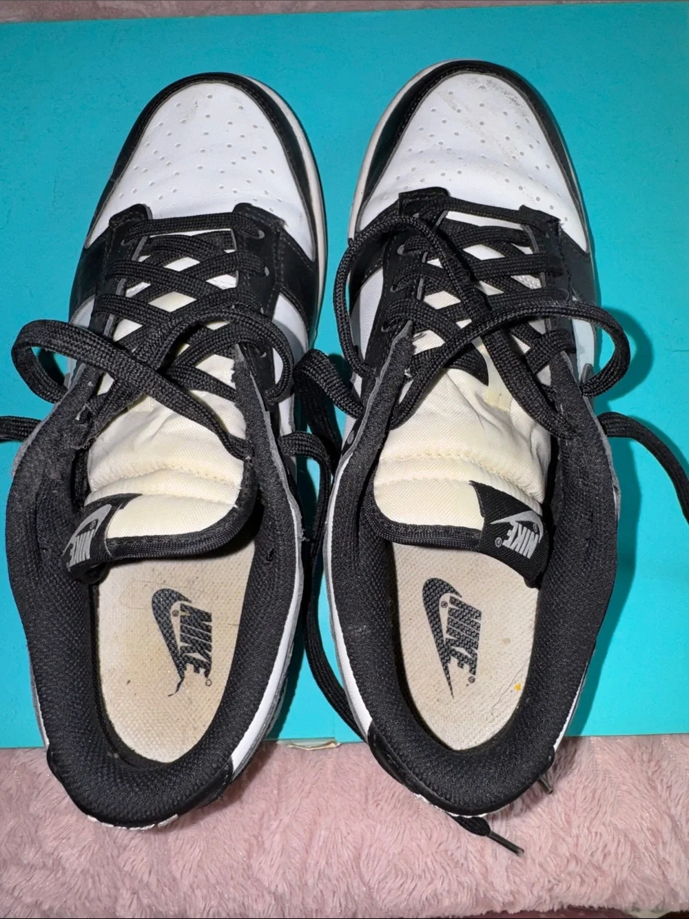 Nike Black and White Low-Top Sneakers with Cream Tongues